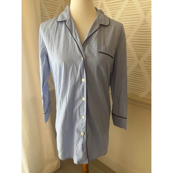J.Crew Women’s XS End-on-end Hydrangea Blue Cotton Nightshirt Pajamas - Picture 2 of 6